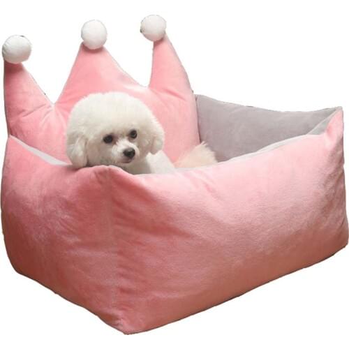 Pet Beds For Small Medium Dogs Cute Crown Shape Cat Bed Removable and Washable Dog Nest Resistance To Bite Warm Winter Teddy Bed