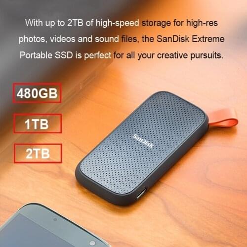 SanDisk-disco duro externo portátil para ordenador portátil o de escritorio, SSD de 480GB, USB 3,1, tipo C, 1TB, 2TB, 520MB/s