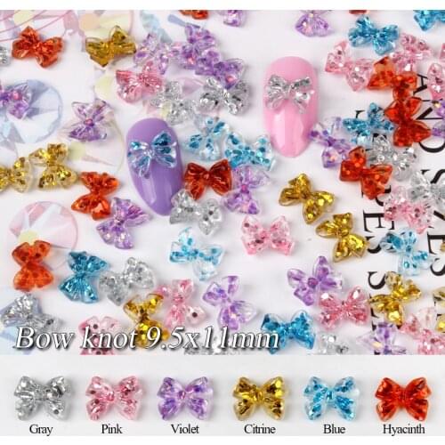 New 30/100pcs French Style Bow Knot Sequins Nail Art Decorations 9x11mm DIY Manicure Glitter AB Nails Art Accessories
