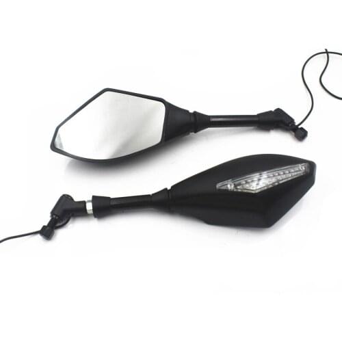 Universal 12v LED Turn Signal Lights Indicators Rear View Mirrors Motorcycle Side Mirror Custom For Honda Kawasaki Suzuki