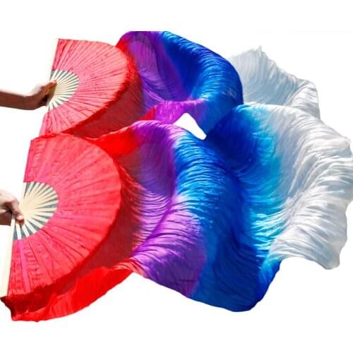 Belly Dance Fan 100% Real Silk/Imitation Silk Belly Dance Accessory Handmade Dyed Silk Dance Veil 1 Pair High Quality Silk Fans