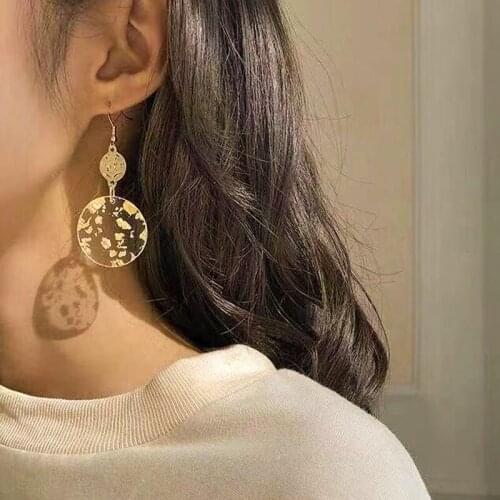 X&P Luxury Amber Geometric Drop Earrings for Women Girls 2021 New Round Dangle Earring Party Jewelry Gifts Golden Trendy