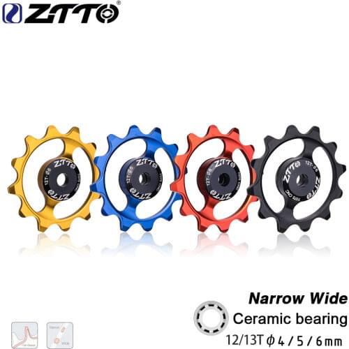 ZTTO 2PCS 12T MTB Bicycle Rear Derailleur Narrow Wide Jockey Wheel roller Ceramic Pulley CNC Road Bike Guide 4mm 5mm 6mm