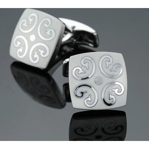 High quality retro pattern Cufflinks brand new fashion jewelry brand white Cufflinks mens wedding shirt clothing badge pin gift