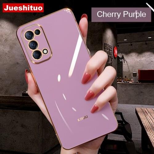 JUESHITUO Plating Silicone Phone Case For OPPO Reno 4 Reno 5 Pro Find X3 Pro Vintage Square Frame Lens Protection Back Cover