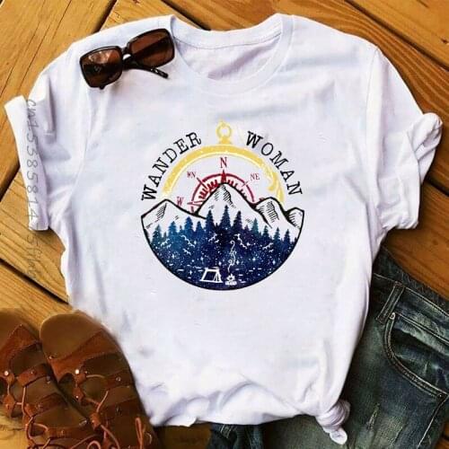 Premium Women Feather Wander Mountain Fashion Clothing Print Lady Womens Top Ladies Graphic Female T Shirt T-Shirts Tee T-Shirt