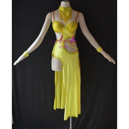 KAKA-NL1516,Women Dance Wear,Pear Beading Latin Dress,Salsa Dress Tango Samba Rumba Chacha Dress,women dance dress