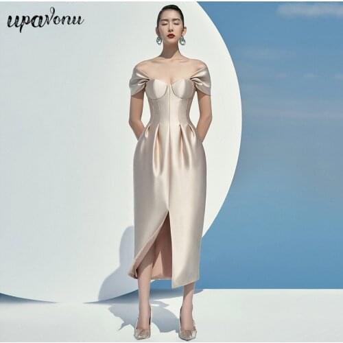 Free Shipping High Quality Women Midi Dress 2021 New Summer Sexy A-line Bodycon Pleated Dress Celebrity Club Night Party Vestido