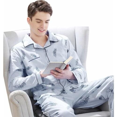 Fall Winter Cotton Mens Pajamas Set Plus Size Loose Sleepwear With Pants Long Sleeve Sleep Homewear Fashion Plaid Pajama For Me