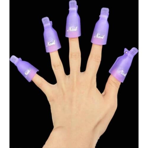 10pcs/Set Nail Polish Remover Durable Plastic Nail Soak Off Cap Clip UV Gel Polish Remover Silicone Wrap Tool Nail Art Tips KL/8