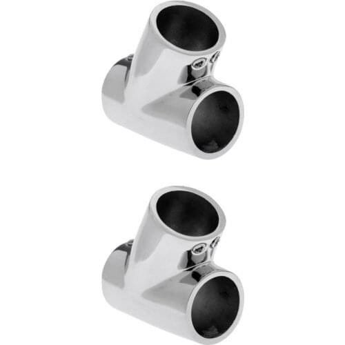 2 Pcs 316 Durable Bow & Boat Hand Rail 60 Degree Tee Fitting Tube 25mm+22mm