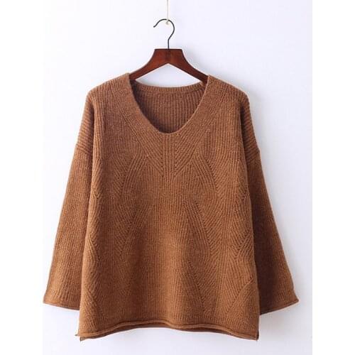 2018 Cotton Computer Knitted New Limited Poncho Pullover Jumper Solid Sweater Loose Coat V Han Knitting Rendering Woman Winter