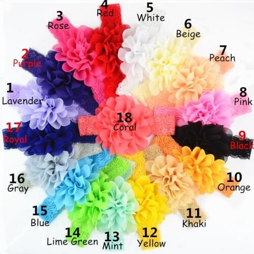 50 pcs/ lot ,Scallop chiffon Flower with Lace Hairband Flowers headwear 18 colors