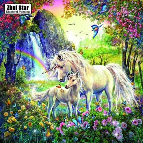 5D Diy Diamond Embroidery Animals Diamond Mosaic Unicorn And Birds Diamond Painting Cross Stitch Wedding Decor Wall Sticker ZS