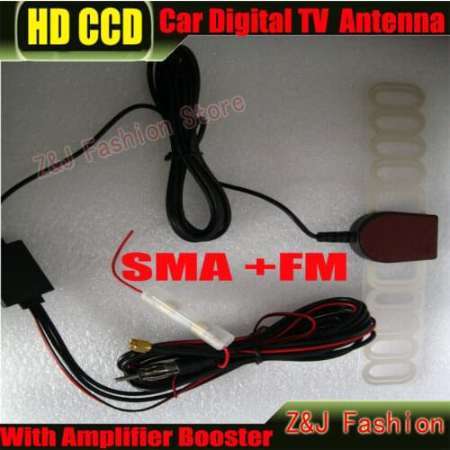 Car Digital DVB-T TV Antenna Car TV Antenna ANT29db 2 In 1 Booster Antenna Aerial SMA+FM Radio free shipping