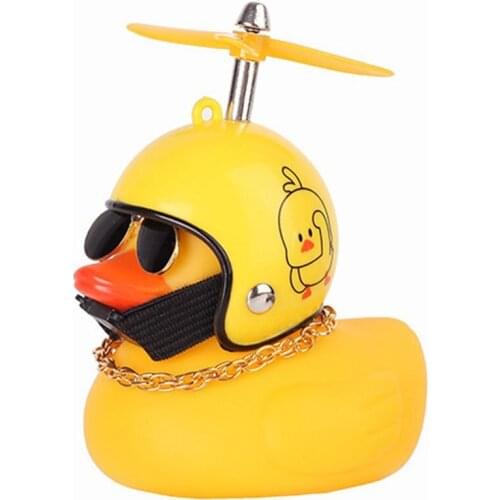Car Duck with Helmet Broken Wind Small Yellow Duck Road Bike Motor Helmet Riding Cycling Accessories Without Lights