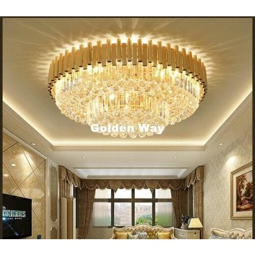 Free Shipping Newly Round Golden Crystal Ceiling Lamp Modern Nordic Ceiling Light LED Lighting Lamp Flush Mount Guaranteed 100