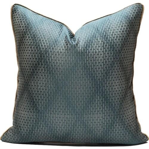 Small Lattice Blue Pillowcase Home Decoration Cushion Cover Simple Solid Color Polyester High Quality Sofa Cover