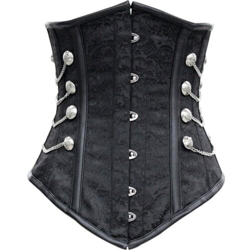 Women Underbust Corset Sexy Gothic Busiter Black Waist Trainer Short Torso Women Slimming Girdle Body Shaper Waist Cincher