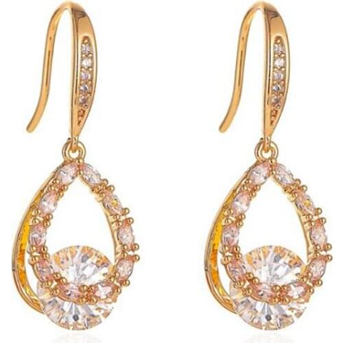 Elegant Baroque Long Water Drop Earrings for Women Ladies Gold Silver Color Zircon Dangle Earring Trendy Party Jewelry Gifts