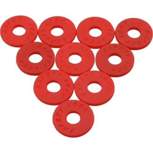 10 pcs Silica Gel Guitar Protector Strap Lock Block 25x3mm 9mm ID Red