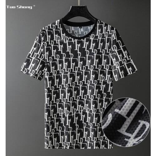 Letter 2021 Printed T Shirt Men Summer Clothes Fashion Streetwear Mercerized Cotton Slim Thin O Neck Short Sleeve Casual T-shirt