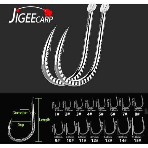 JIGEECARP 500PCS Carp Hooks Forged Hook Y Shape Groove Carp Bighead Fish Grass Carp Fishing Hook Size 1#-#13 Wholesale
