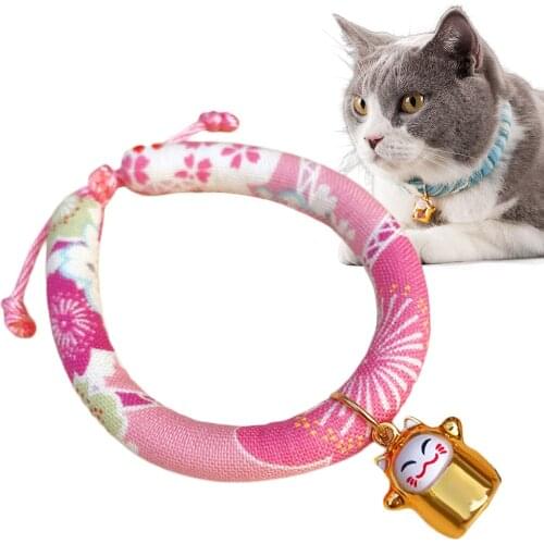 Quality Handmade Adjustable Dog Cat Collar Printed Necktie Necklace With Bell for Cats Puppy Pet Cat Teddy Kitten Accessories