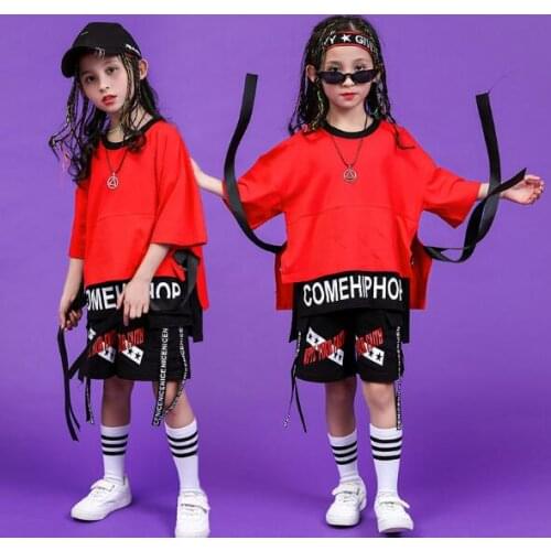 Teenage Girl Summer Clothing Sets Jazz Dance Costumes Children Hip Hop Clothes Girls Street Dance Outfits Kids Sport Suits