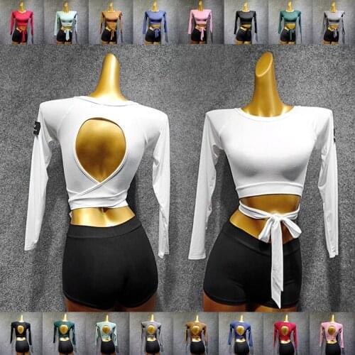 Latin Dance Costume Autumn And Winter Long-Sleeved Modal Short Tops Modern Dance Practice Clothes Sexy Back Dancing Tops VDB1125