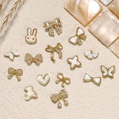 Creative Nail Art Shell Jewelry Flash Luxury Bowknot Pearl Nail Decoration Cartoon Heart Manicure Accessories