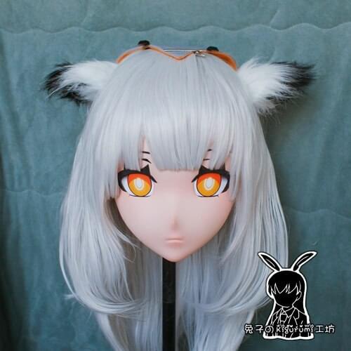 Rabbit 74) Resin Cross dress Pretty Girl Head BID Doll Mask Arknights Japanese Anime Ptilopsis Cosplay Kigurumi Mask Cos