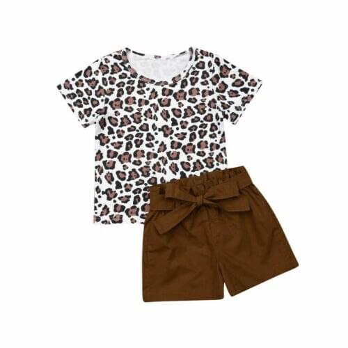 1-4Years Newborn Baby Girl Summer Leopard Top T-shirt+Short Pants Outfits Clothes Sets