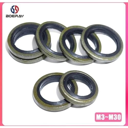 M5 M6 M8 M10 M12 m16 M20 to M30 Combined NBR Metal Washer High Pressure Hydraulic Pipe Seal Pad Rubber Metal Shim Seal Gasket