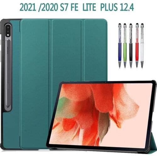 Magnetic Folding Case For 2021 Samsung Galaxy Tab S7 FE Lite 12.4 5G T730 T736 Flip leather case Samsung S7 Plus T970 Stand Case