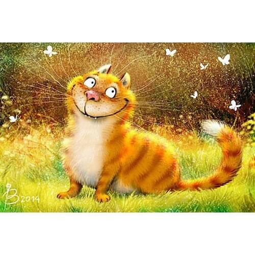 Cartoon Butterfly Cat Animal 11CT Kit Craft Needlework Set Cotton Thread Canvas Printed Christmas Gift Home Decor Dropshipping