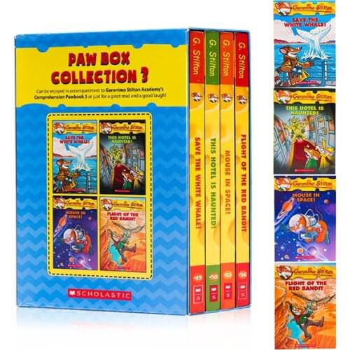 4 Books Geronimo Stilton Paw Box Set 3 Humor Adventure Explore Brave Comic Fiction Parent Child Kids Story English Picture Book