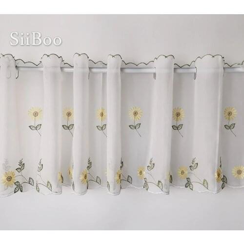 2016 New fashion floral embroidery lace half-curtain bay window curtain for coffee kitchen room home decor SP3769 Free shipping