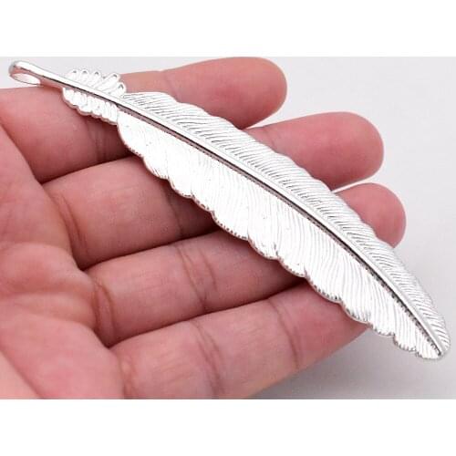 NEW Accessories,105x22mm 3pcs/lot Bright Silver Plated Leaf Pendant/Bookmarks For Making DIY Handmade Jewelry/Bookmarks