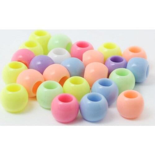Wholesale 260pcs Mixed Bright Colors Acrylic Loose Spacer Beads Plastic Big Hole Round Beads 8*9mm Dia(CN-BSD02-01MX)