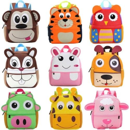 FOCUSNORM 9 Style Kids Girls Boys Animal Plush Backpack 3D Cartoon School Bag Kindergarten