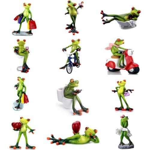 Resin Frog Figurine Figure Decorative Animal Statue Decoration Ornament for Table Desk Home Office Decor Collectible Xmas Gifts