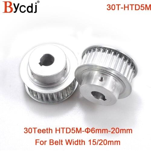 30 Teeth HTD 5M Synchronous Pulley Bore 6/8/10/12/14/15/16/18/19/20mm for Width 15/20mm HTD5M Timing Belt 30Teeth 30T
