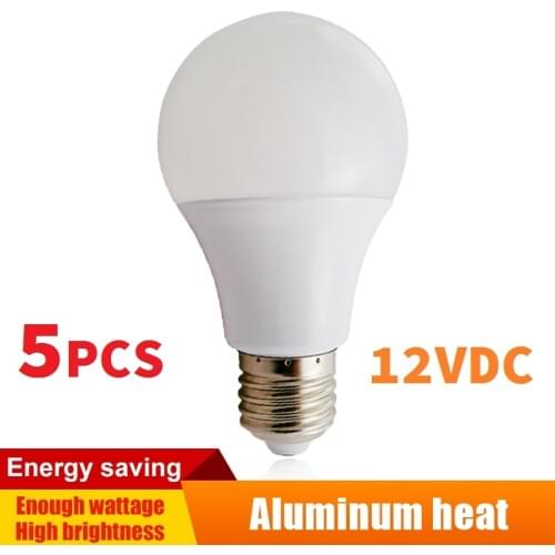 5pcs 12v DC LED Lamps Aluminum Board Bulbs E27 Light Lighting Interior LED Globe White PC shell 3w/5w/7w/9w/12w/15w/24w/36w