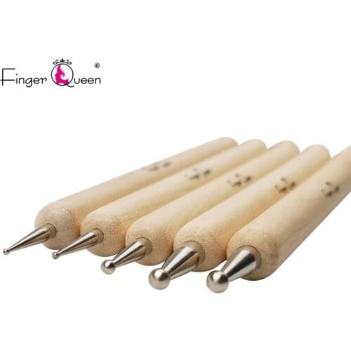 Dotting Pen For Rhinestones UV Gel Painting Point Dots Brush Easy Nails Pens Wood Handle Nail Art Tools