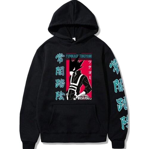 Harajuku My Hero Academia Unisex Hoodies Japanese Anime Fumikage Tokoyami Printed Mens Hoodie Streetwear Casual Sweatshirts