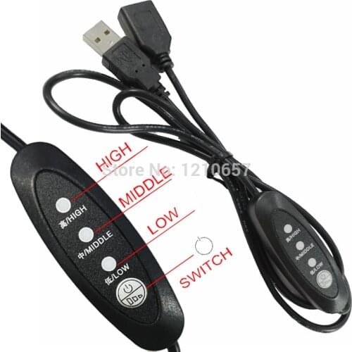 50 Pieces Gdstime 39.37" 100CM USB Fan Speed Control Extension Cable Cooling Fan Speed Control Cable Wire Three-gear Regulation