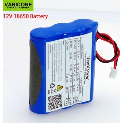 VariCore 12V 18650 lithium-ion Battery pack Monitor CCTV Camera battery 12.6 V 1.8A 2A 2.2A 2.5A 2.6A 2.8A 3A batteries