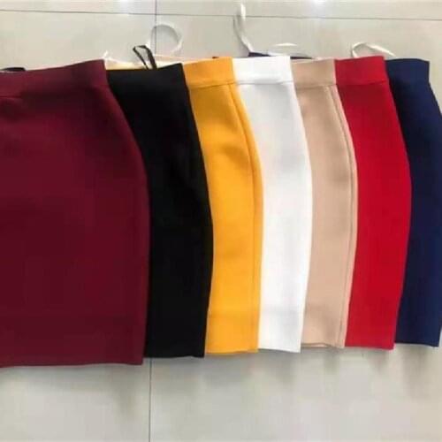 Women Summer Style 7 Colors Red White Sexy Rayon Slim Mini Bandage Skirt 2021 Designer Pencil Skirt