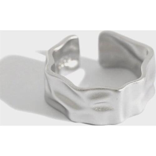 Sole Memory Smooth Wave 925 Sterling Silver Female Resizable Opening Rings SRI675